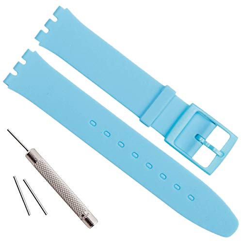 Bracelet en caoutchouc - Pour remplacer le bracelet d'une montre - Imperméable - 16 mm 16 mm bleu clair