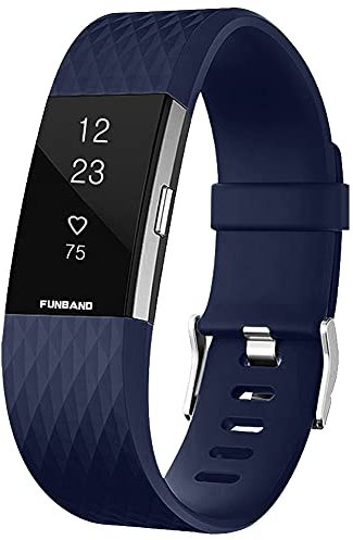 FunBand Bracelet Fitbit Charge 2, Bande en Silicone Souple Sangle de Remplacement Reglables Sport Accessorie pour Montre Connectée Fitbit Charge 2