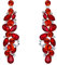 EVER FAITH Österreichische Kristall Braut Träne Tropfen Blume Cluster Ohrringe Rubin Farbe Rot Silber-Ton