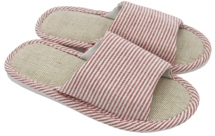 AioTio Donne e Uomini con Punta Aperta morbide Casual in Cotone Lino Pantofole da casa Confortevoli e Traspiranti Antiscivolo per Indoor ed Outdoor(40/41 EU,Rosso)