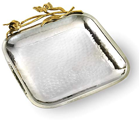 Elegance 70067 - Vassoio quadrato, Acciaio inossidabile, Silver/Gold, 8.5