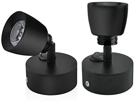 Luxvista 12V Luz de Lectura LED 3W Negro Lámpara Foco de Pared Interior con Interruptor 180° Flexible Iluminación RV para Barco Coche Caravana Autocaravana Camper Yate Furgoneta (Blanco Cálido)
