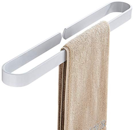 WING Porte Serviette Murale Salle de Bain adhesif Anneau Porte Serviette sans percage Barre Porte-Serviettes, Aluminium,Blanc,40cm