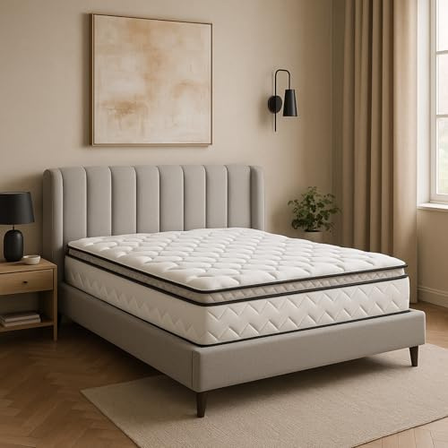 SAMPUR - Matelas César | Surmatelas Intégré avec Zones de Confort | Mémoire de Forme et Mousse Haute Résilience | Accueil Moelleux et Soutien Ferme | Épaisseur 20 cm (140x190 cm)