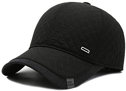 Sporty Winter Baseballcap mit Ohrenklappen Herren Schirmmütze Ohrenschutz Wintercap Cap (Schwarz)