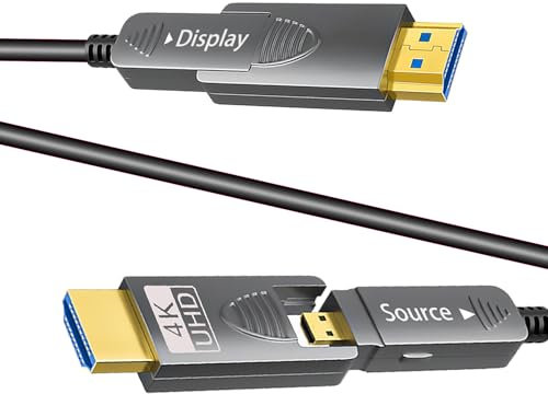 39ft 4K HDMI Cable, Fiber Optic HDMI Cable, Micro HDMI to HDMI, Detachable Type A+Type D,18Gbps Ultra Speed, 4K 60Hz,Slim Flexible, Long Extended HMDI Cable, DVI to HDMI