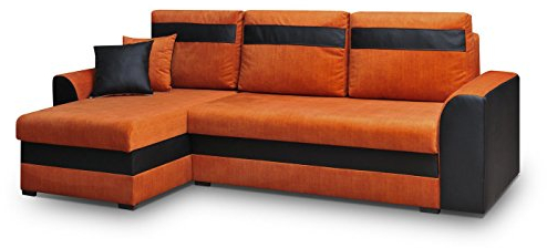 mb-moebel Ecksofa Sofa Universelle Ottomane mit Schlaffunktion und Bettkasten Universelle Ottomane Schlafsofa Bettsofa Polstergarnitur Wohnlandschaft - Tommy - Orange