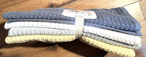 Thyme Sage 4-teiliges Küchentücher-Set, türkische Baumwolle, ultra-saugfähig, Geschirrtücher zum Trocknen von Geschirr, Baumwollhandtücher – 40.6x66 cm, White, Lava & Stone Blue)