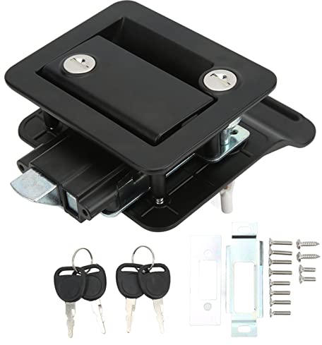 EVGATSAUTO Serrure de Porte D'entrée de Camping-Car, Serrure de Sécurité Intégrée à Pêne Dormant en Alliage D'aluminium pour Camping-Car, Remorque de(Le Noir)