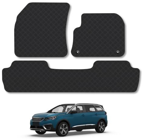 Peugeot 5008 (2017-2025) 3mm Rubber Car Mats | Tailored Fit Durable Floor Mats Full Coverage Protection Waterproof Accessories Easy Clean Anti Slip Made in the UK
