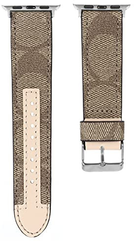 Designer Watch Band Compatible with Apple Watch Band 38mm 40mm 41mm for Women Men, Luxury Genuine Leather Strap for Apple Watch Series 9 10 Wristband Replacement for iWatch 8 7 6 5 4 3 2 1 SE