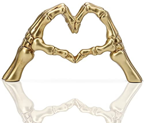 Golddekor, Liebesgeste-Statue, moderne goldene Handskulptur, Heimdekoration, nordische Herzform, Handfiguren, abstrakt, für Wohnzimmer, Schlafzimmer, Regal, Couchtisch, Mittelstück, Halloween
