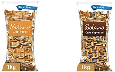 Solano Caramelo Cremoso Sabor Suave y sin azúcar, Chuches Halloween, Golosinas Halloween (1kg) & Caramelo Cremoso Sabor Café y sin azúcar, Chuches Halloween, Golosinas Halloween (1kg)