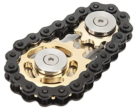 Oumefar Abnehmbare Fingerspitzenketten Kettenräder Spielzeug Stressabbau Edelstahl Sensorische Fingerspitzen Fahrradketten Spielzeug für Reisen, Arbeit, Zuhause(Gold)