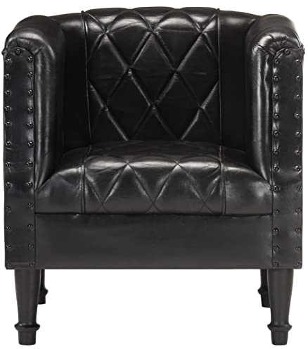 Gecheer Sessel Ohrensessel Wohnzimmersessel Clubsessel Relaxsessel TV Sessel Armsessel Ledersessel Ruhesessel Cocktailsessel Loungesessel Schwarz Echtes Ziegenleder