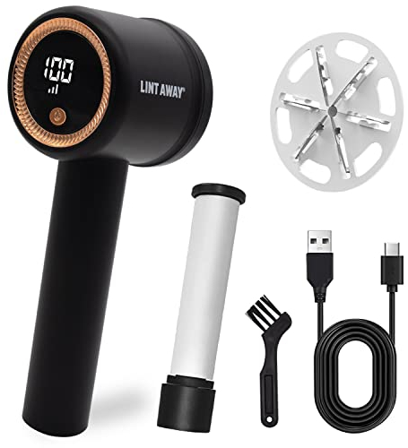 Larger Sized Electric Lint Bobble Remover and Fabric Shaver GC3010 Digital 3 in1 & Free Blades More Powerful Multi-Use De Fluffer and Wool De Bobbler Machine for Clothes, Upholstery and More (Black)