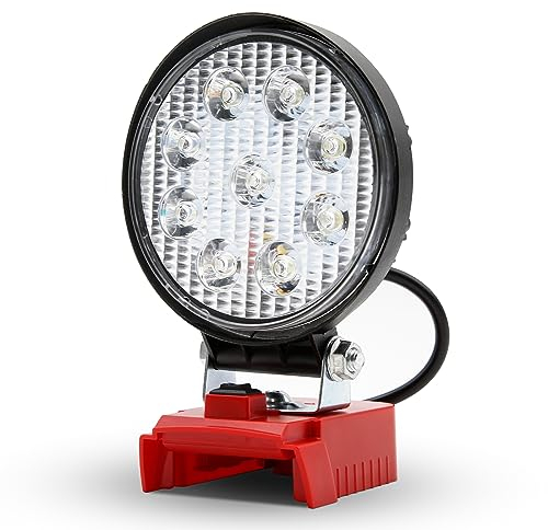 Lampe de Travail LED sans Fil 15-16 W, projecteur de Chantier Portable 2000 LM avec Port USB alimenté par des Batteries Lithium-ION Milwaukee 18V M18