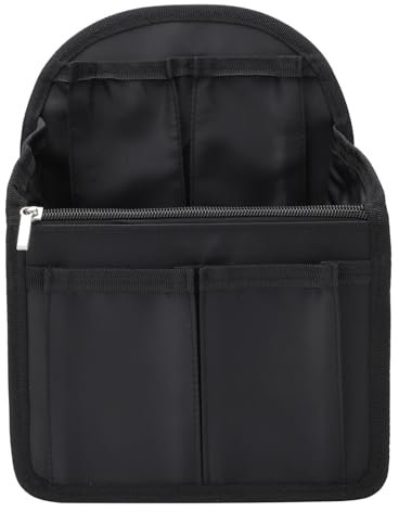 Nylon Backpack Organiser Insert Small Bag Divider Travel Shoulder Tote Bag Insert, Portable Versatile Storage Organizer Liners for Backpacks Totes Handbags, Black