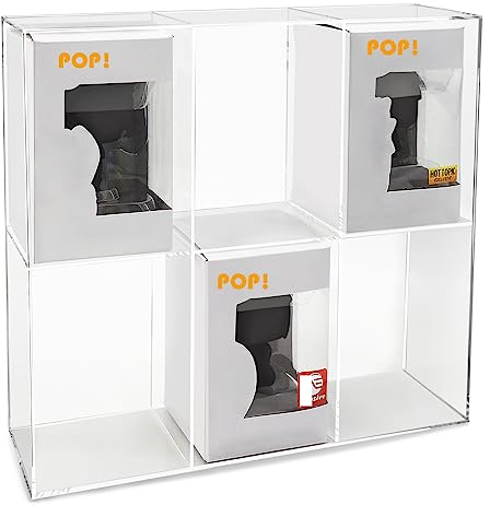 Acrylic Pop Display Case for 4 Inch Display case Pop Collectible Toy Figures Storage Organizer Fits 6 Regular Size Pop Boxes Clear Wall Mounted Or Desktop 2 Tiers Pop Display Shelf