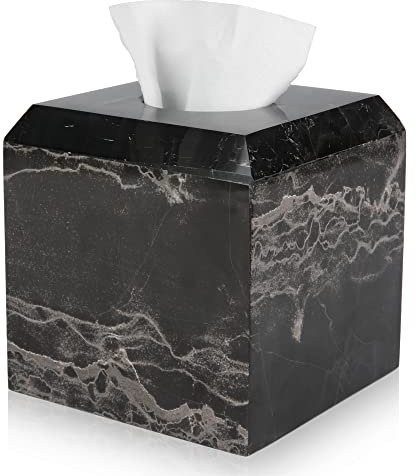 WORHE Taschentuchbox-Abdeckungshalter, echter natürlicher Marmor, strapazierfähig, quadratisch, für Badezimmer, Wohnzimmer, Schlafzimmer, Waschtisch, Küche, minimalistisch, Büro, Heimdekoration,