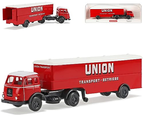 Henschel Sattelzug Union Transport LKW Rot H0 1/87 Wiking Modell Auto mit individiuellem Wunschkennzeichen