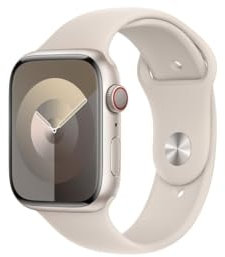 Apple Watch Series 9 (GPS + Cellular, 45 MM) Starlight Aluminiumgehäuse mit Starlight Sportband, M/L (Generalüberholt)