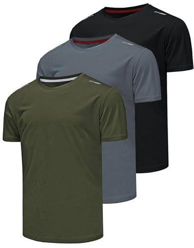 Csqtongan 3er Pack Sport Tshirts Herren Funktionsshirt Sportshirt Kurzarm T-Shirt Schnelltrocknend Atmungsaktiv Sport Shirt Männer Laufshirt Gym Trainingsshirt Herren
