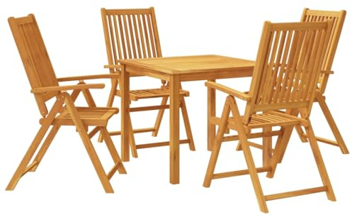 vidaXL Garten Essgruppe 5-TLG., Gartengarnitur mit Klappdesign, Sitzgruppe für Garten Terrasse, Gartentisch Stühle Gartenmöbel, Massivholz Akazie