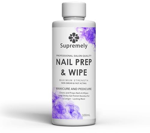 Supremely Prep + Wipe Gel Nail Polish Residue Cleaner Remover | Perfect for UV LED Manicures, Gel Nail Preparation, Gel Polish Base Wipe, Sanitizing Nail Plates, and Removing Tacky Layers