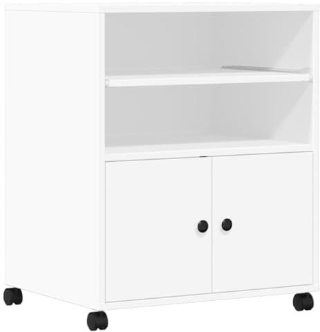 vidaXL Supporto per Stampante con Ruote Bianco 60x48x74 cm