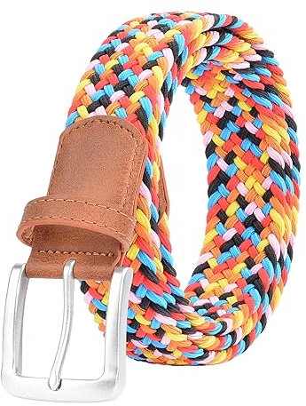 YWHCHI Elastischer geflochtener Gürtel – Unisex, mehrfarbig, gewebter Stretch-Gürtel für Damen, Jeans, Golf, lässige Shorts, Hosen, CP02, 40 (fits Pant Size 38-40)