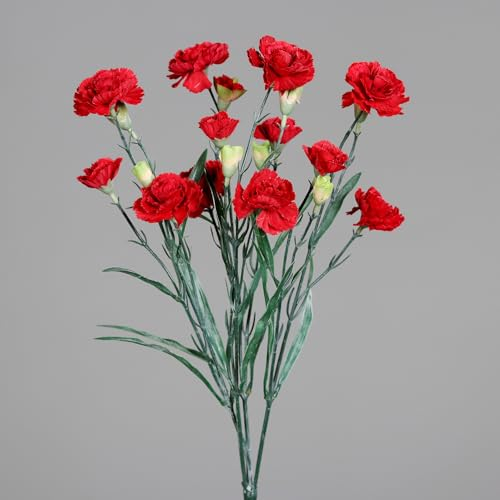 Trossnelkenbusch 50cm DP Kunstblumen künstliche Nelke Nelken Trossnelken Blumen (Rot)