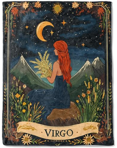 ainori Jungfrau Sternzeichen Fleecedecke – leicht, weich, gemütlich, Geschenke für Sternzeichen-Liebhaber, Kinder, Frauen, Männer, rothaarige Sternenhimmel, Tarotdecken, Zuhause, Zimmer, moderne