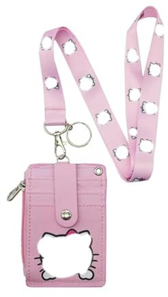 Yoimckay Cartoon Porte-Badge en Cuir avec Cordon Amovible, Anime Porte Badge Tour De Cou, Porte-Cartes Détachables, pour Clés Carte d'identité L'école Bureau Carte de Bus, Kawaii