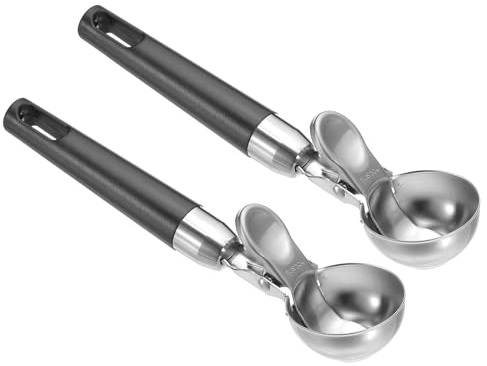 PATIKIL 4 Unzen Eiscreme Portionierer mit Auslöser 2Stk Edelstahl Portions Keks Portionierer mit Daumen Auslöser für Keks Teig Cupcake Teig Backen Schwarz