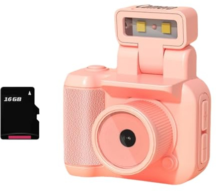 Pluuttiem Mini SLR Style Camera Cmos 16GB with Flash Light and Charging Dock Portable Video Recorder DV 1080P with LCD Screen C