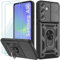 Yohii Coque pour Samsung Galaxy A36 5G, avec 2 Pièces Verre Trempé, Lentille Coulissante Couverture, Support 360° Rotatif Militaire PC Armor Etui, Noir