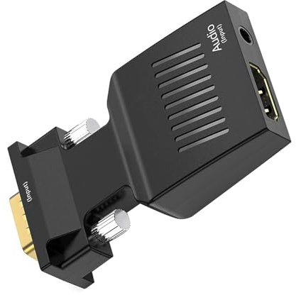 Convertisseur Adaptateur VGA vers HDMI avec Audio, Source VGA 1080P 60 Hz vers Convertisseur D'affichage HDMI Actif Mâle VGA vers Femelle HDMI Adaptateur de Dongle Vidéo pour PC,
