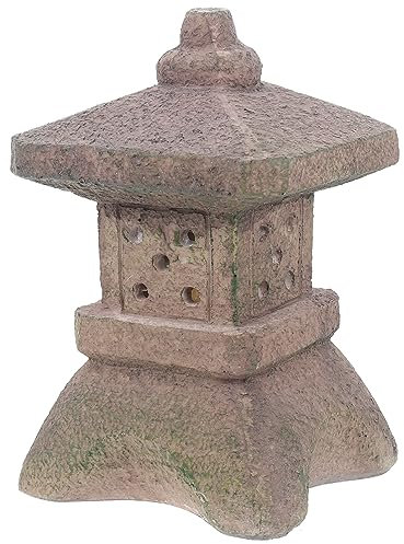 Uonlytech Solar Pagode Gartenstatue Mit Solarlicht Wetterfeste Resin Deko Tragbare Kleine Steinlaterne Für Terrasse Balkon Und Garten Orientalische Solarlaterne Beleuchtung Langlebig Und Sol