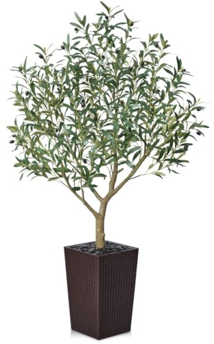 VeriNatural Olivo Artificiale 150 cm Piante Finte da Interno ed Esterno - Pianta Artificiale Grande con Vaso Marrone, UV Resistente - Decorazioni per Casa, Ufficio, Giardino, Eventi, VN156