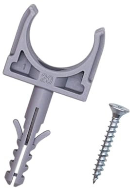 SKIR'CO (8 piezas) clips de tubo, abrazaderas de plástico para tuberías de 20 mm, abrazadera de tubo tipo U, ganchos de manguera, clips de tubo, tornillos incluidos