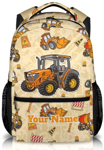 Personalisierter Traktor-Rucksack für Jungen – Großer Schulrucksack mit Namen für Kinder, Reisen & Grundschule – Optional mit Brotdose & Federmäppchen