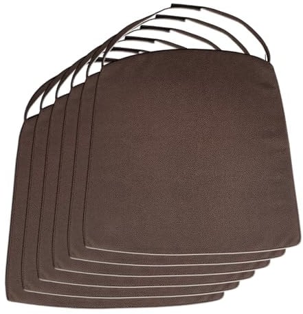 Amago home Stuhlkissen Sitzkissen 42x44cm Stuhlauflage braun Wildlederoptik Kissen mit Klettverschluß Größe Set 6 Stück