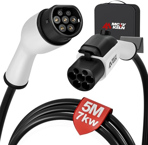 MCEVKELN Type 2 EV Extension Cable 7.2kW - 5M Lockable Type 2 Charging Cable| 32A |1 Phase| 5m TPU Cable Compatible with all EVs Type 2 Tesla/MG/BYD