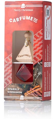 Carfume Limited Edition Sparkly Cinnamon Car Air Freshener | Premium Spice, Clove & Cedarwood Fragrance | Luxury Unisex Recyclable Scented Diffuser - Odour Eliminator - UK Made Car Accessories