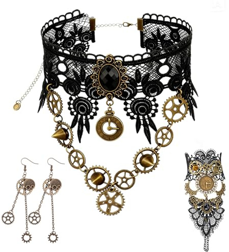 Tikplus Steampunk Accessoires Damen, Zahnräder Gothic Kleidung Damen