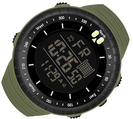 SPYMINNPOO Sports Night Light Electronic Watch with Arrow Storage Box/Cover Strap for Outdoor Activities ABS Rubber Stainless Steel for All People