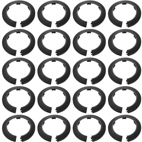QUARKZMAN 20Pcs Cache Flange Pour Tuyau Décoration 2.95 (75mm) Collier Plastique Clip-On Pour Couvrir Trou Mur Sous Évier Tuyau Radiateur Cache-Collier Pour Salle De Bain, Noir