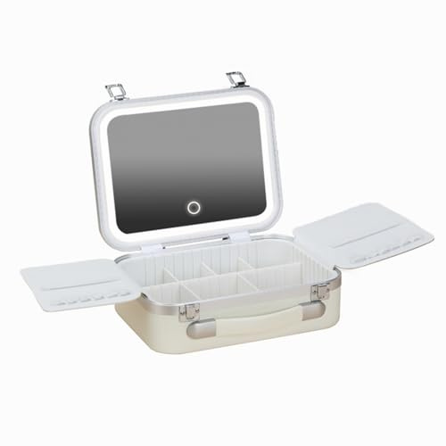 Cosmetic Carrying Case with Customizable Brightness Mirrored Wing Designs Elegant Makeup Storage Container Mirrored Makeup Storage Box Portable Design