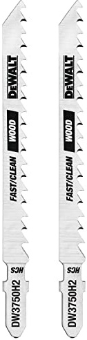 DEWALT DW3750H2 4-Inch 6TPI Fast Wood Cut High Cobalt Steel T-Shank Jig Saw Blade (2-Pack)